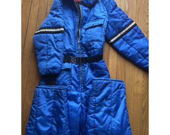 Vintage JC Penny Snowmobile Snow Suit WOMENS S Small Regular Blue Winter Warm