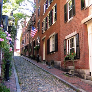 Fotografía adoquinada beacon Hill Acorn Street Boston