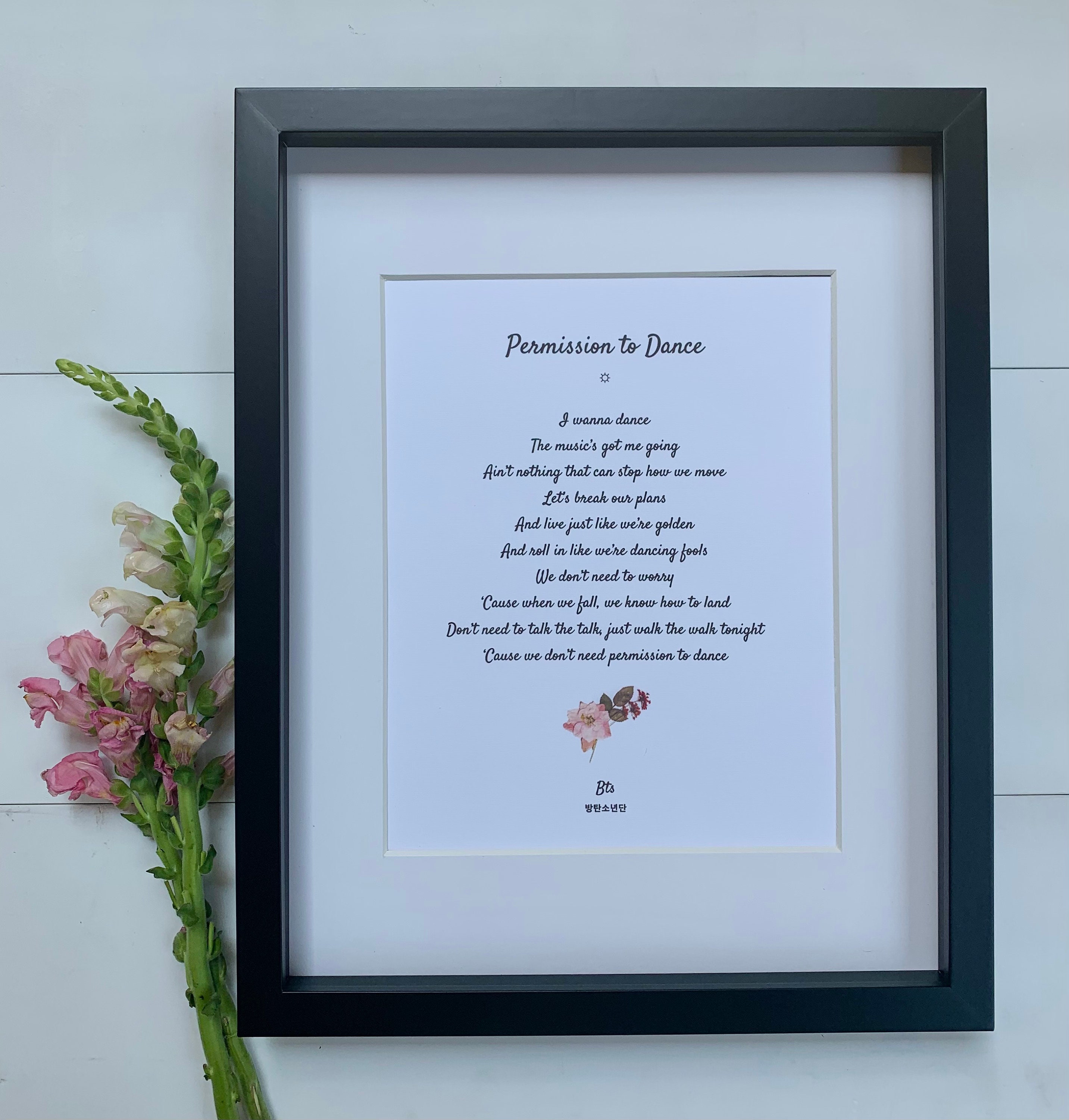 BTS Permission To Dance Lyrics Beautiful Quote Wall Art Etsy