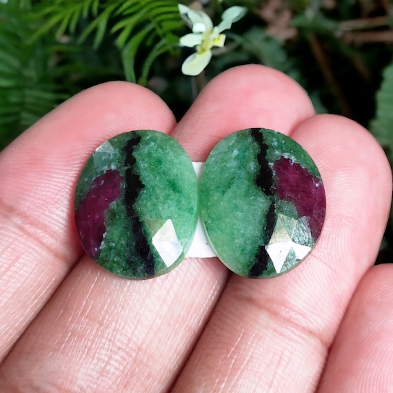 19x14x4mm Natural Ruby Zoisite Pair Zoisite Ruby Gemstone Ruby Zoisite Gemstone Rose Cut Ruby Pair Red Green Anyolite Gemstone Jewelry Etsy