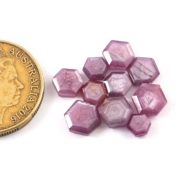 10 Piece, Pink Sapphire Gemstone, Sheen Sapphire Trapiche Slice, Natural Sapphire Gemstone, September Birthstone Gift Idea, SIZE - 5.5mm-9mm