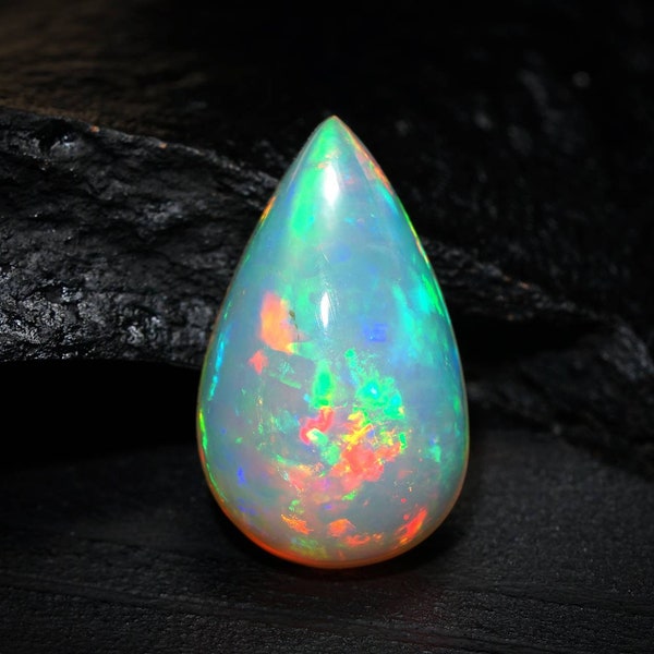 15.5x9x6mm, Natural Ethiopian Opal Cabochon, Fire Opal Loose Cabochons, Pear Shape Opal For Jewellery, High Quality Opal stones, 3.70 Carat