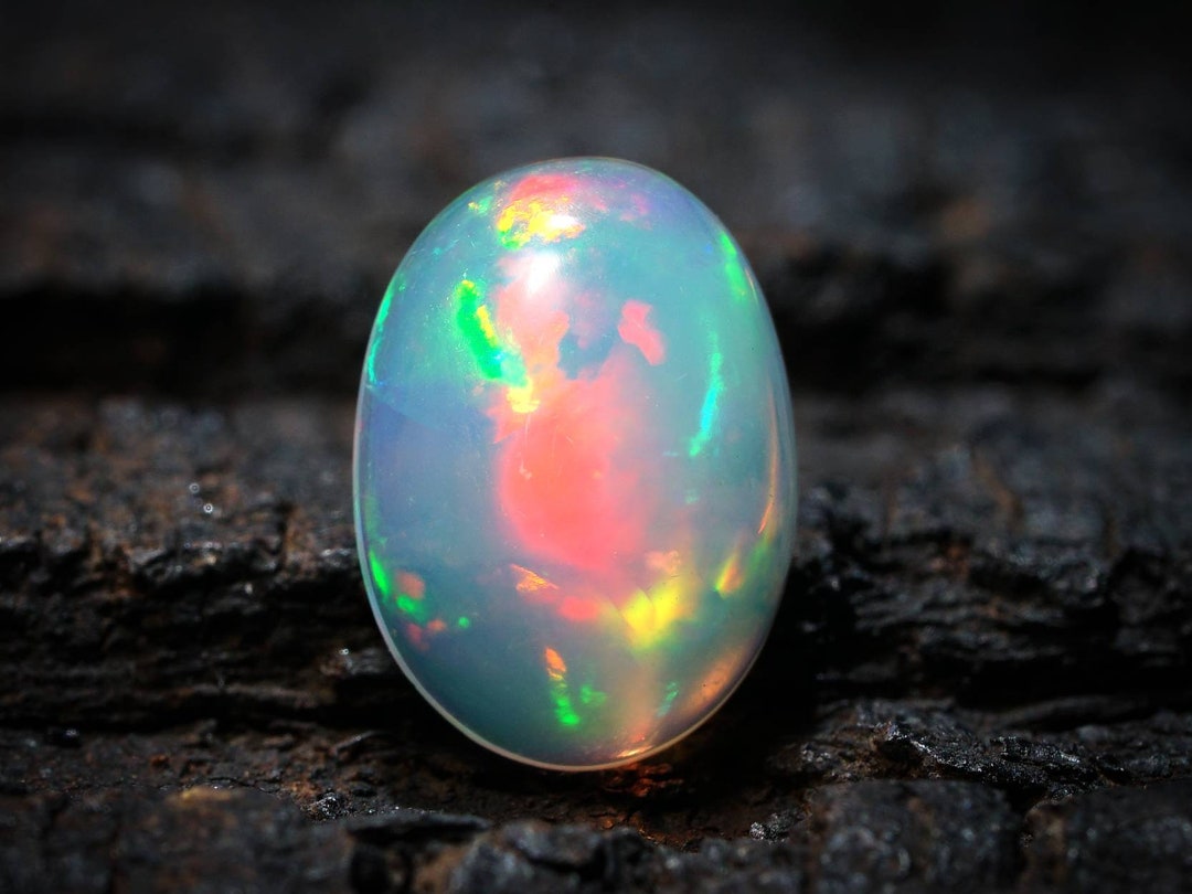 10x7.5x4mm, Lightning Ridge Opal Gemstone, Fire Opal Cabochon, Fire
