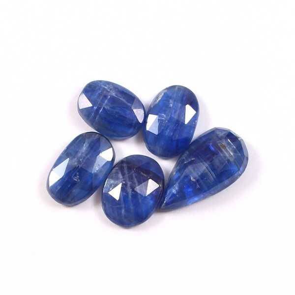 5 Piece Loose Kyanite Rose Cut Slice, Natural Kyanite Faceted Cut Cabochon, Blue Kyanite Gemstone, Rose cut Kyanite Slice - Size 10mm-18mm