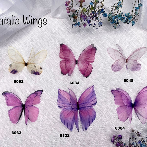 Silk Butterfly, Lavender  Butterflies 22,   Natalia Wings,   You create your own set!   Butterfly Jewelry, Wing Jewelry