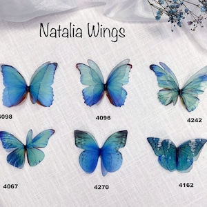 Silk Butterfly, Blue Butterflies 4,   Natalia Wings,   You create your own set!   Butterfly Jewelry, Wing Jewelry