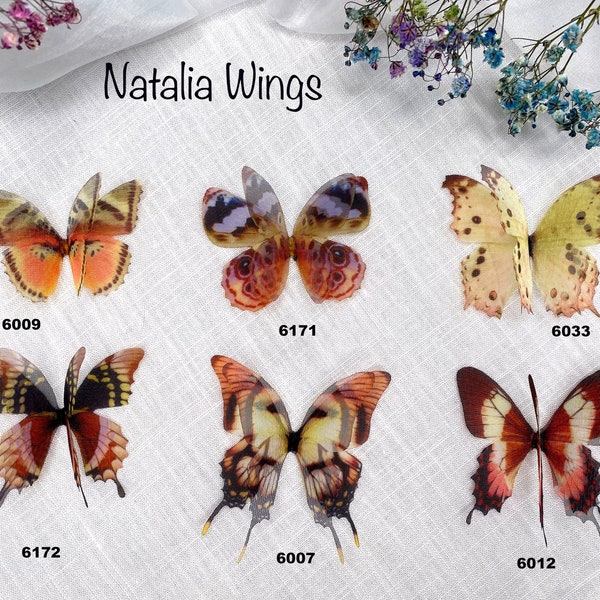 Silk Butterfly, Pink-Yellow  Butterflies 18,   Natalia Wings,   You create your own set!   Butterfly Jewelry, Wing Jewelry