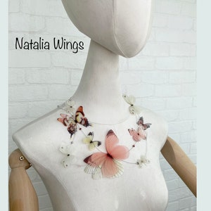 Necklace Silk Butterflies &quot;Delicate Sweetness&quot;, Butterfly Jewellery, Wing Jewelry, Earrings, Hair Pin