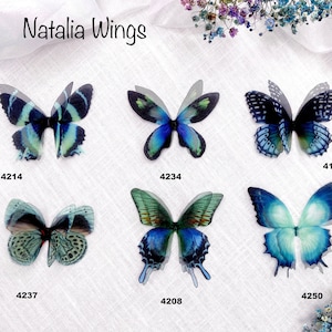 Silk Butterfly, Blue Butterflies 30,   Natalia Wings,   You create your own set!   Butterfly Jewelry, Wing Jewelry