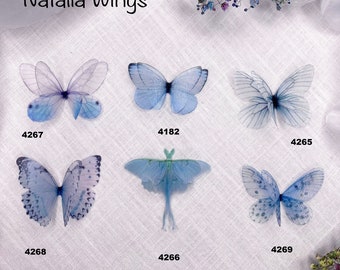 Silk Butterfly, Blue Butterflies 1,   Natalia Wings,   You create your own set!   Butterfly Jewelry, Wing Jewelry