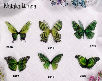 Silk Butterfly, Green Butterflies 20,   Natalia Wings,   You create your own set!   Butterfly Jewelry, Wing Jewelry