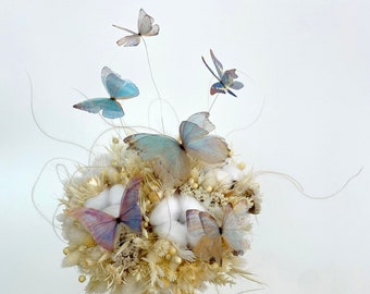 Papillons en soie pour bouquet de mariage « Blue Miracle », 6 papillons, ailes Natalia, décor de mariage, décor de papillons