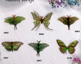 Silk Butterfly, Green Butterflies 16,   Natalia Wings,   You create your own set!   Butterfly Jewelry, Wing Jewelry