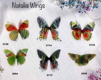 Silk Butterfly, Green Butterflies 15,   Natalia Wings,   You create your own set!   Butterfly Jewelry, Wing Jewelry