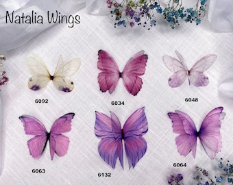 Silk Butterfly, Lavender  Butterflies 22,   Natalia Wings,   You create your own set!   Butterfly Jewelry, Wing Jewelry