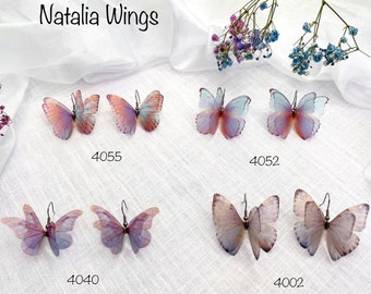 Silk Butterfly Earrings  Blue 1, Natalia Wings,  Butterfly Jewelry,  Wing Jewelry