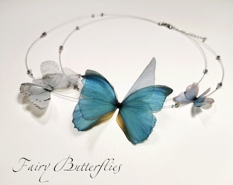 Collier Silk Butterflies « Inspiration », Butterfly Jewellery, Wing Jewelry, Boucles d’oreilles, Épingle à cheveux