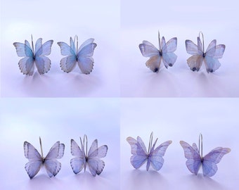 Earrings Mini Silk Butterfly, blue set 1, Natalia Wings, Butterfly Jewellery, Wing Jewelry, Earrings