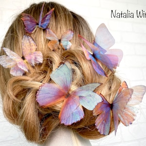 Ensemble de 6 papillons en soie Miracle Wings , ailes Natalia, bijoux papillon, bijoux ailes, épingle à cheveux image 5