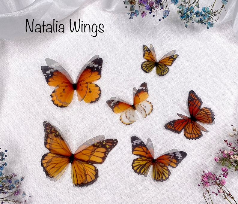 Ensemble de papillons en soie 6 Monarchs, Natalia Wings, Butterfly Jewellery, Wing Jewelry, Hair Pin image 7