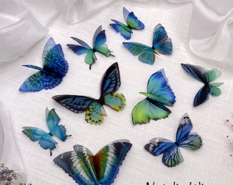 Set of 10 Silk Butterflies  "Dream Butterflies", Natalia Wings, Butterfly Jewellery, Wing Jewelry, Butterfly Decor