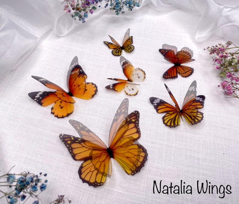 Ensemble de papillons en soie 6 Monarchs, Natalia Wings, Butterfly Jewellery, Wing Jewelry, Hair Pin image 5