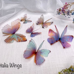 Ensemble de 6 papillons en soie Miracle Wings , ailes Natalia, bijoux papillon, bijoux ailes, épingle à cheveux image 8