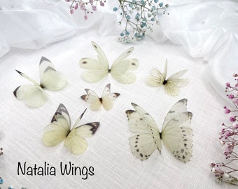 Set of 6 Silk Butterflies  "White Tenderness", Natalia Wings, Butterfly Jewellery, Wing Jewelry, Butterfly Decor