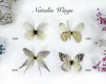White Butterflies 11, Natalia Wings, Handmade Silk Butterflies, Organza Butterfly, Fabric Wings, Butterfly Jewelry, You create your own set!