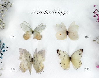 White Butterflies 12, Natalia Wings, Handmade Silk Butterflies, Organza Butterfly, Fabric Wings, Butterfly Jewelry, You create your own set!