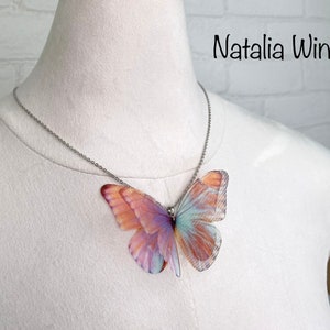 Seide Schmetterling Anhänger Blau 4055, Natalia Wings, Schmetterling Schmuck, Flügel Schmuck