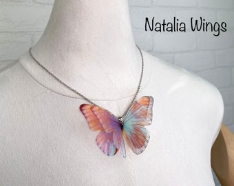 Silk Butterfly Pendant  Blue 4055, Natalia Wings,  Butterfly Jewelry,  Wing Jewelry