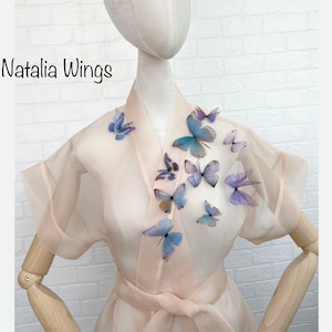 Decor For Clothes, 10 Silk Butterflies  "Blue Miracle", Natalia Wings, Butterfly Design, Butterfly Decor