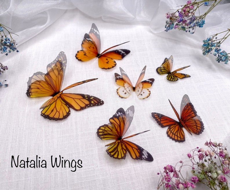 Ensemble de papillons en soie 6 Monarchs, Natalia Wings, Butterfly Jewellery, Wing Jewelry, Hair Pin image 8