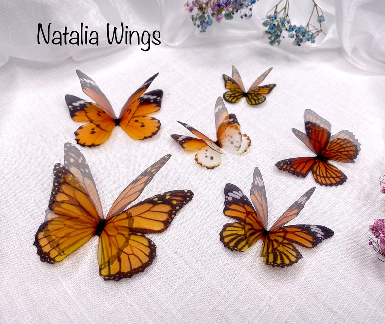 Ensemble de papillons en soie 6 Monarchs, Natalia Wings, Butterfly Jewellery, Wing Jewelry, Hair Pin image 6