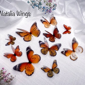 Set of 10 Silk Butterflies  "Monarchs", Natalia Wings, Butterfly Jewellery, Wing Jewelry, Butterfly Decor
