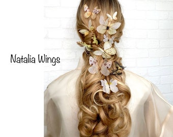 Silk Butterfly set 10  "Nature softness", Natalia Wings, Butterfly Jewellery, Wing Jewelry, Hair Pin