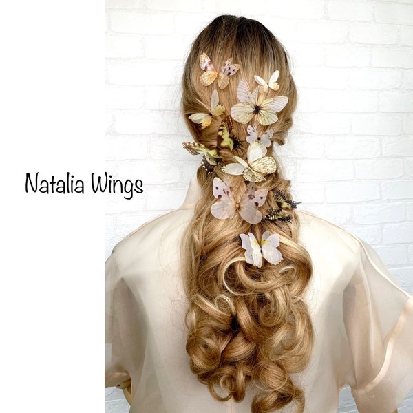 Silk Butterfly set 10  "Nature softness", Natalia Wings, Butterfly Jewellery, Wing Jewelry, Hair Pin