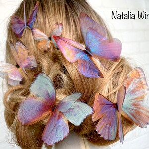 Ensemble de 6 papillons en soie Miracle Wings , ailes Natalia, bijoux papillon, bijoux ailes, épingle à cheveux image 2