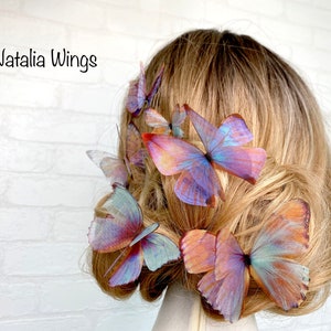 Ensemble de 6 papillons en soie Miracle Wings , ailes Natalia, bijoux papillon, bijoux ailes, épingle à cheveux image 7