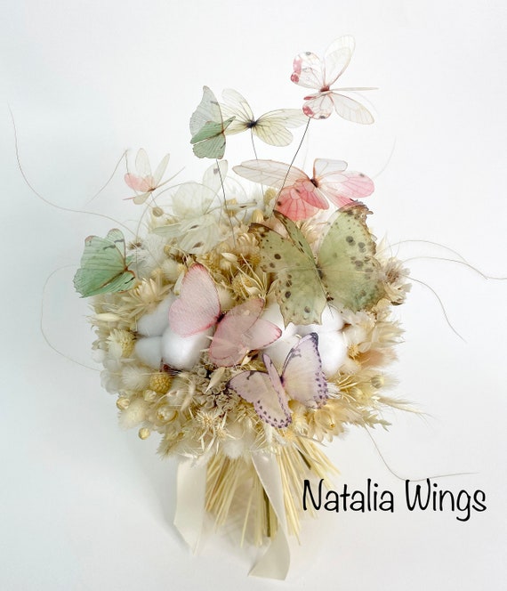 Silk Butterflies for Wedding Bouquet spring, 10 Butterflies