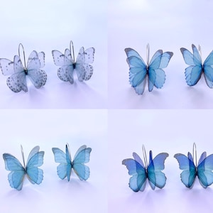Earrings Mini Silk Butterfly, blue set 2, Natalia Wings, Butterfly Jewellery, Wing Jewelry, Earrings