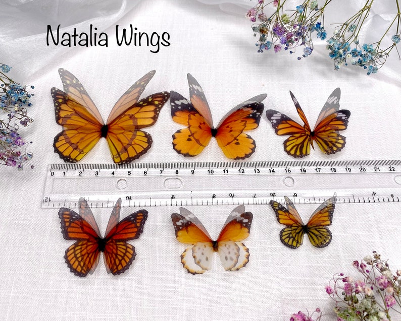 Ensemble de papillons en soie 6 Monarchs, Natalia Wings, Butterfly Jewellery, Wing Jewelry, Hair Pin image 9