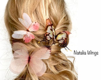 Silk Butterfly Hair Pin "Pink Dreams", Natalia Wings, Butterfly Jewellery, Wing Jewelry, Earrings, Hair Pin