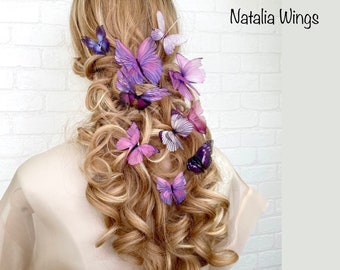 Silk Butterfly set 10  "Lavender Dream", Natalia Wings, Butterfly Jewellery, Wing Jewelry, Hair Pin