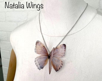 Silk Butterfly Pendant  Blue 4002, Natalia Wings,  Butterfly Jewelry,  Wing Jewelry