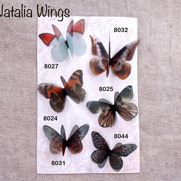 Silk Butterflies Broun 17, Butterfly Jewellery, Wing Jewelry,  Butterflies, Hair Pin, Badge, Brooch, Magnet, Decor, Accessory