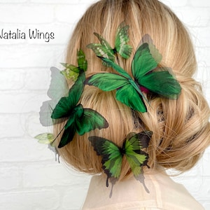 Zestaw motyli jedwabnych 6 "Endless Meadow", Skrzydła Natalii, Biżuteria motylkowa, Biżuteria ze skrzydłami, Spinka do włosów