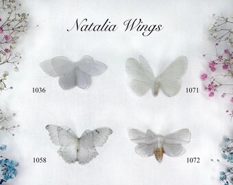 White Butterflies 1, Natalia Wings, Handmade Silk Butterflies, Organza Butterfly, Fabric Wings, Butterfly Jewelry, You create your own set!