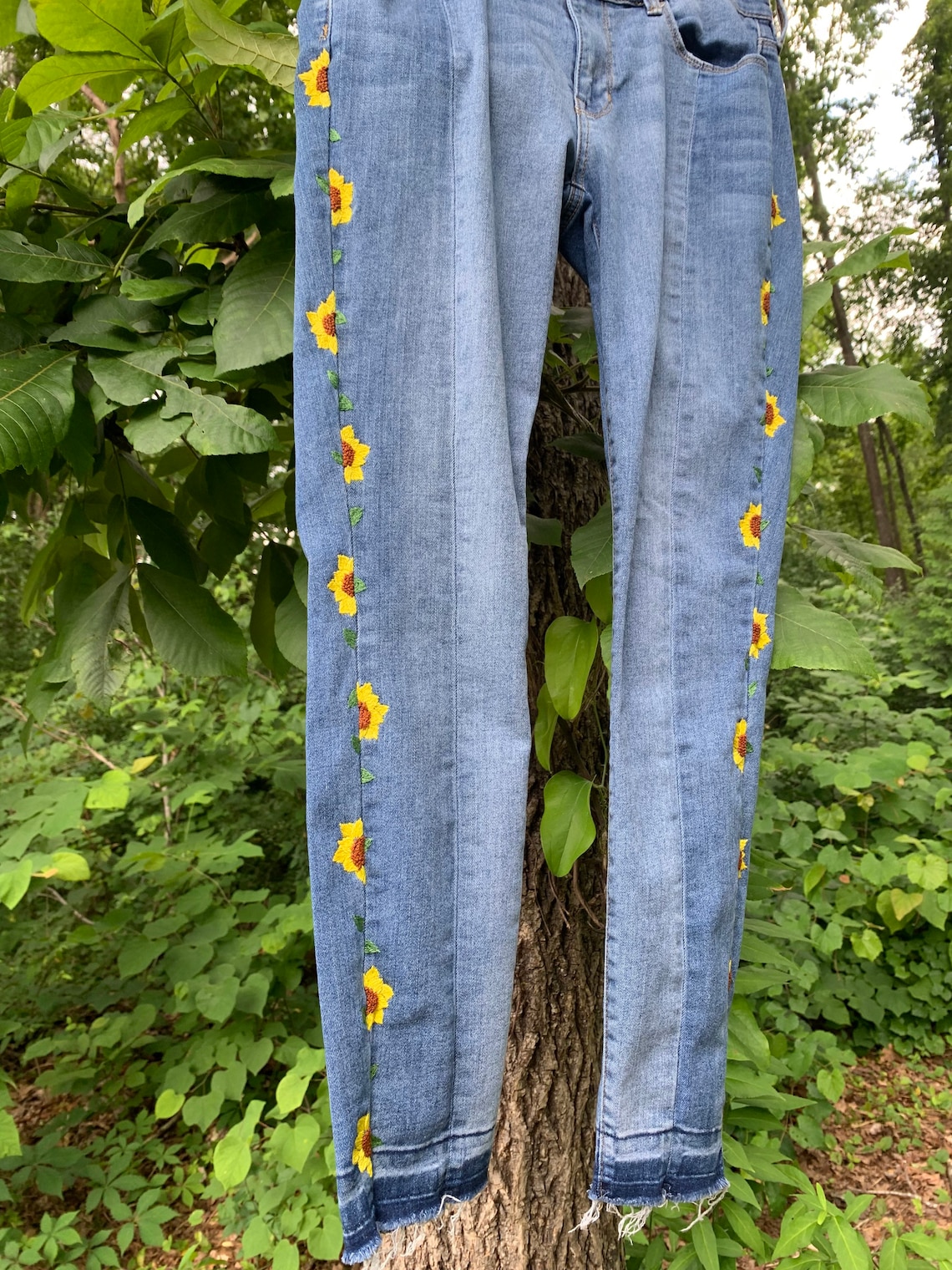 Custom Embroidery Jeans Etsy